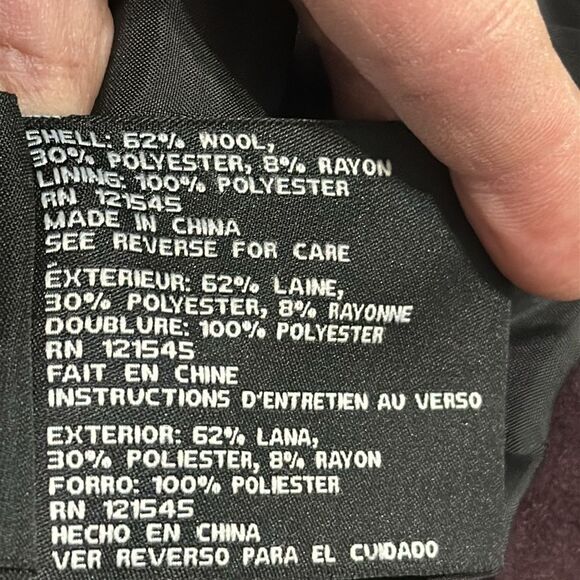 (W3) London Fog Wool Blend Zip Up Hooded Coat, Wine Red, Size L - Picture 13 of 14